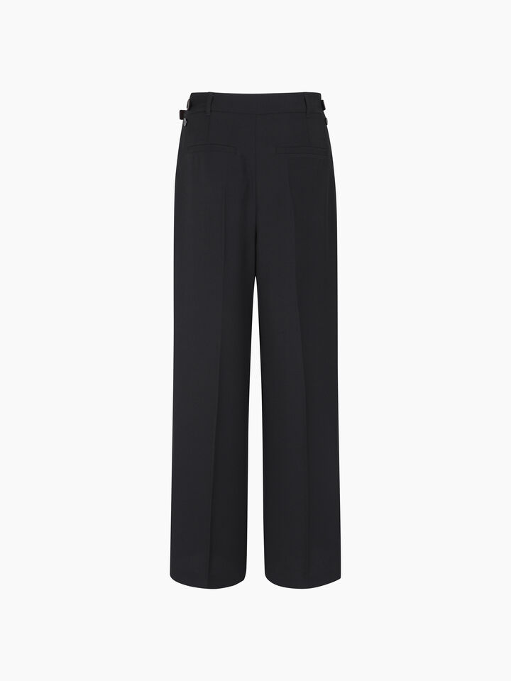 Black low-waisted trousers with belt - sisley k regular trousers - Black | Sisley K image number 2